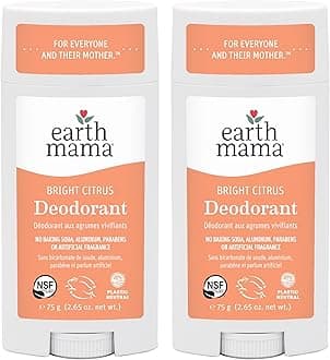 Earth Mama Bright Citrus Deodorant | Safe for Sensitive Skin, Pregnancy and Breastfeeding, Contains Organic Grapefruit and Calendula, No Baking Soda or Aluminum, 2.65-Ounce (2-Pack)