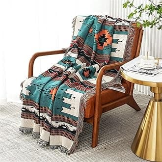 Homesy Boho Throw Blankets Southwestern Bed Throws Cover Reversible Green Aztec Southwest Blanket for Couch Chair Sofa Home Outdoor Beach Car Tent Travel Camping 51"x63"