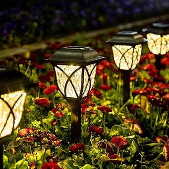 GIGALUMI 6 Pack Solar Lights Outdoor Waterproof, LED Solar Garden Lights, Outdoor Decorations, Garden Decor for Yard, Patio, Landscape, Planter, Walkway (Warm White)