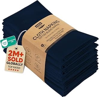 Utopia 12 Premium Cloth Napkins, 60% Cotton 40% Polyester, Soft and Durable, Expertly Tailored Edges, Generous Size (18" x 18"), Ideal for Events or Regular Home Use (Navy)