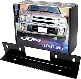 iJDMTOY Miniature Front Bumper License Plate Mount Bracket Holder Compatible with Off-Road Lights, LED Work Lamps, LED Lighting Bars, etc (Black Finish)