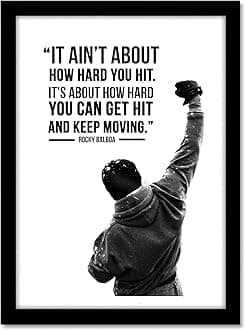 Good Hope Acrylic Glass Sylvester Stallone Rocky Balbao Quote Framed Poster, Multicolor For Room & Office (10 Inch X 13 Inch, Framed)