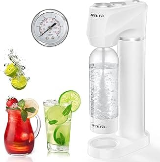 Secura Home Sparkling Water Machine | Exclusive Pressure Gauge Tech | Quick & Customize Carbonation for Any Drink, with BPA Free PET Bottle, Compatible 60L CO2 Exchange Cylinder (NOT Included)