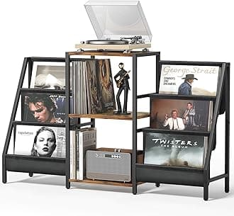 Bikoney Record Player Stand - 6-Tier Vinyl Record Storage for Up to 280 Albums, Holder for Living Room