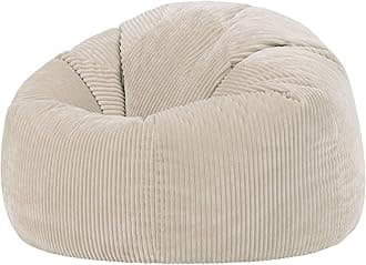 icon Kingston Cord Bean Bag, Beige, Large Adult Bean Bag Chair with Filling Included, Comfy Chair, Living Room Furniture, Bedroom Furniture