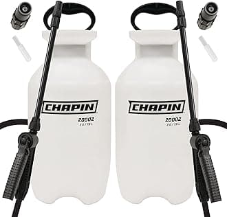 Chapin 20024 Pump Sprayer, 2‑Gallon, Lawn & Garden, Translucent Poly Tank, Funnel‑Top, SureSpray Anti‑Clog Filter, Adjustable Cone Nozzle & 34" Hose for Fertilizer, Weed & Pest Application, Pack of 2