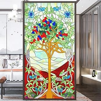 Stained Glass Decorative Privacy Window Film - Frosted Heat Control Glass Film for Home Office W19.7 x H78.74(50x200cm)