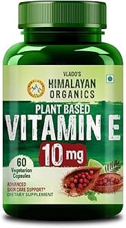 Vlado's Himalayan Organics Plant Based Vitamin E - 60 Capsules | Natural Vitamin E Supplement | Antioxidant Support, Naturally Nourished Skin & Hair For Men & Women
