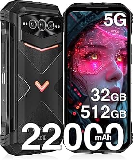 DOOGEE V Max Pro 5G Rugged Smartphone,22000mAh 32GB+512GB/TF 2TB Rugged Phone Unlocked,108MP+20MP Rugged Cell Phone,6.58" FHD+120Hz IPS Screen,IP68/IP69K Waterproof Phone,NFC/Face ID/WiFi 6