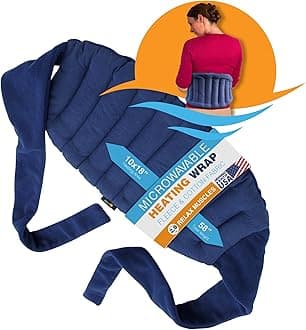 Sunny Bay Lower Back and Shoulder Joint Heat Wrap with Strap, 10"x18" Heat Pad, Microwave Hot/Cold Pad, Reusable, Portable, Navy Blue