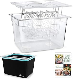 - HOMENOTE Container 12 Quart with Lid & Rack and Sleeve - BPA Free Complete Sous Vide Accessories Kit with Cookbook For Anova and Most Sous Vide Cookers