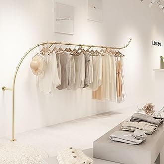 Creative Clothes Display Rack for Boutiques, Heavy Duty Metal Wall Mounted Garment Rail - Creative Arc Shape Design Display Stand - Ideal for Retail Stores and Commercial Use, Gold ( Size : 350cm )