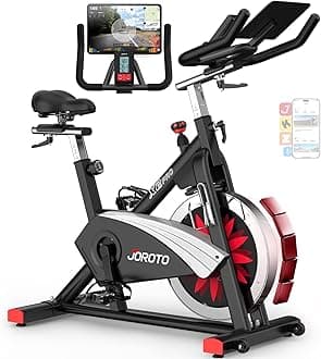 JOROTO Exercise Bike, Magnetic Stationary Bikes for Home with 40LBS Flywheel, App Supported Indoor Bike with 350LBS Weight Capacity, Low Noise,Digital Monitor,Bottle and Tablet Holder