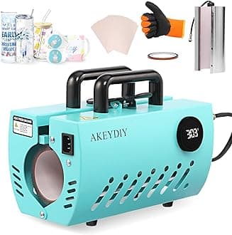 AKEYDIY Tumbler Heat Press 10-30 OZ, Cup Mug Press Machine, Sublimation Heat Transfer Straight Skinny Tumbler 30 OZ 20 OZ 16 OZ 15 OZ 11 OZ, DIY Tumbler Press with Heat Tape, Turquoise