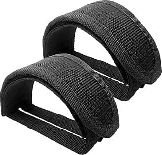 Medsuo 1 Pair Bike Pedal Strap Toe Clips Straps Tape Adjustable Anti-Slip Double Adhesive Bicycle Feet Straps - Black