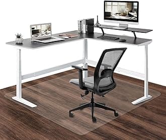 SHAREWINOffice Chair Mat for Hardwood Floor Extra Large Desk Chair Mats 63" x 51" for Home, Heavy Duty Rolling Chair Mat for Hard Wood/Tile Floor Protector, Clear PVC and Easy to Clean