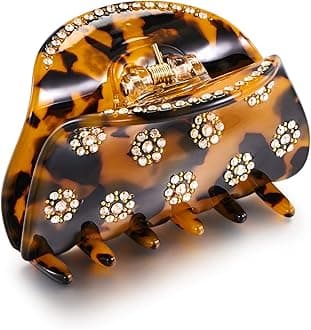 LILIE&WHITE Tortoiseshell Hair Claw Clip, Rhinestone-Embellished Design, Strong Hold and Stylish Accessory for All Hair Types