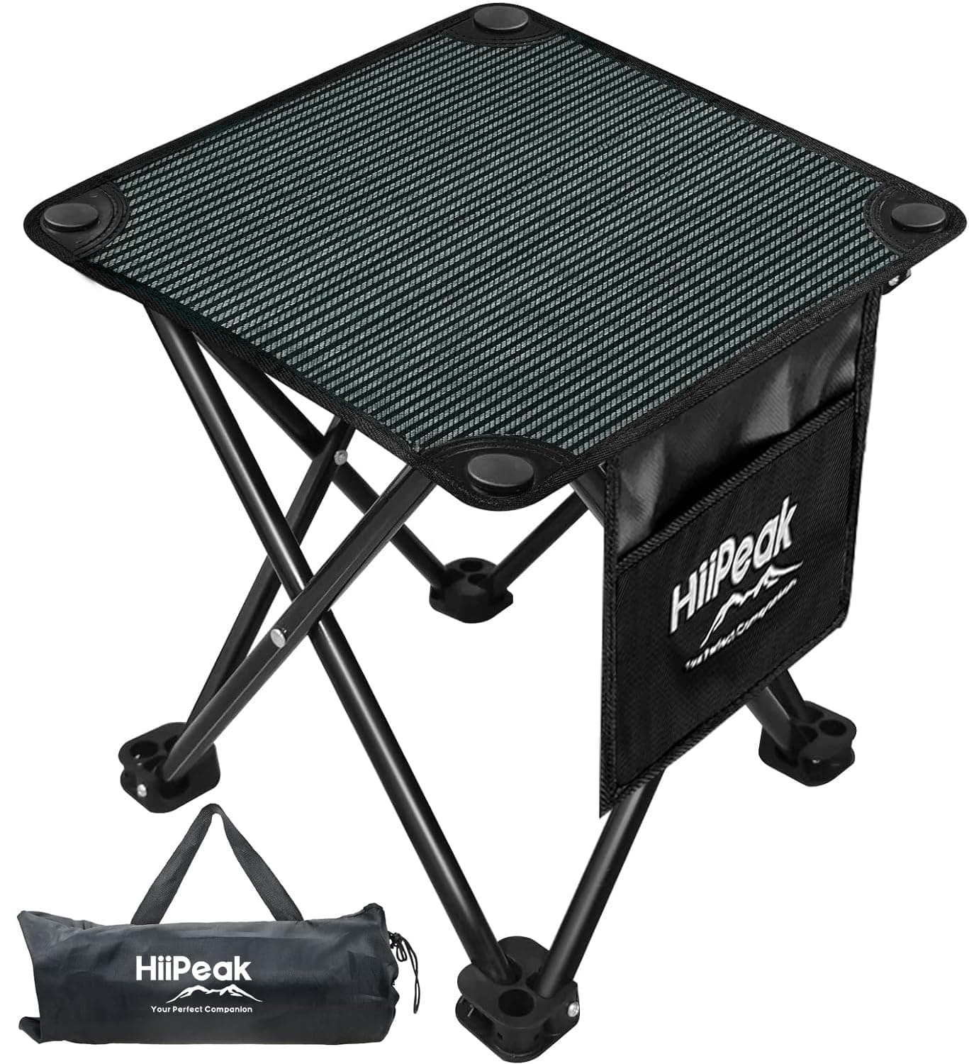 HiiPeak Portable Folding Camping Stool, Folding Stool, Lightweight Foldable Stool with carrying Bag & Waterproof Pocket, For Camping, Fishing, Hiking, Garden, BBQ, Picnic, Sketching