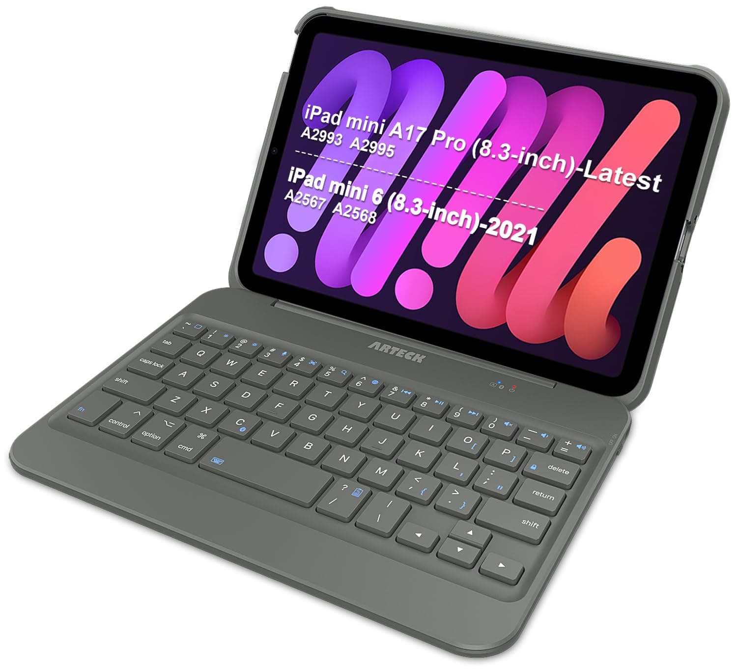 iPad Mini 6 (8.3-inch) Keyboard Case, Arteck Bluetooth Keyboard with Folio Full Protection Shockproof Case for Apple 8.3-inch iPad Mini 6 (2021) with 130 Degree Swivel Rotating
