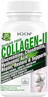 HXN Collagen Type 2 Supplement with Glucosamine, Chondroitin, MSM, Boswellia, Hyaluronic Acid, Vitamin C Complex, as Joint Support Supplements Organic Collagen Protein Peptides, Men, Women- 60 Tablets