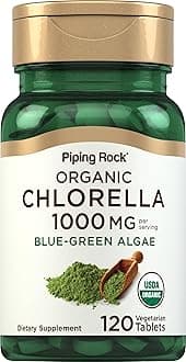 Piping Rock Chlorella Broken Cell Wall 1000 mg | 120 Vegetarian Caplets | Non-GMO, Gluten Free |