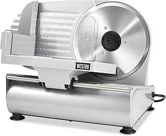 Weston Electric Meat Cutting Machine, Deli & Food Slicer, Adjustable Slice Thickness, Non-Slip Suction Feet, Removable 7.5" Stainless Steel Blade, Easy to Clean (61-0750-W)