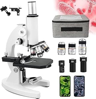 COYEUX 100000X/150000X/200000X HD Biological Microscope, 0-45° Viewing Angle, with Mobile Phone Holder, for Students Adults School/Laboratory/Aquaculture