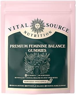 Vital Source NutritionPremium Feminine Balance Gummies - for Women’s Health & Wellness - Immune Support - Vegan, Gluten-Free - Hawaiian Pineapple - 60 Gummies - 30 Servings