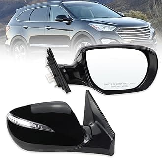 Lqito Right Passenger Side Mirror Compatible with 2013 2014 2015 2016 2017 2018 Hyundai Santa Fe Sport With Manual Folding Power Glass Heated Turn Signal Black Replace# HY1321201(6 Pins)