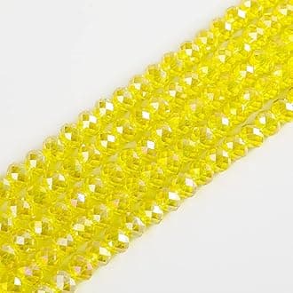 Novborcz 6mmYellow AB Rondelle Glass Beads for Jewelry Making 850pcs Faceted Briolette Shape Crystal Spacer Beads Assortments Supplies Accessories for Bracelet Necklace for Wholesale