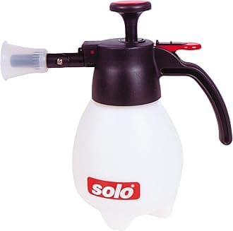Solo 418 One-Hand Pressure Sprayer Ergonomic Grip for Gardening, Fertilizing, Cleaning & General Use Spraying, 1 Litre, White and Red, White and Red