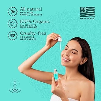 Throat Chakra Facial Serum Essential Oil Blend, Natural & Organic Moisturizing Serum for Face with Sunflower, Argan, Apricot, Rosemary, Lavender Oils for Spiritual Journey, Peace, Deeper Connection