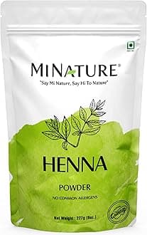 Mi Nature Pure Henna Powder (Lawsonia Inermis) 227g (8 oz)- Natural Plant-Based Hair Coloring & Conditioning Treatment - Herbal Hair Care Formula - No Added Preservatives