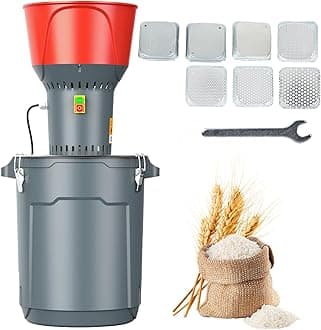 60L Grain Grinder Mill, Corn Grinder Electric Mill, Dry Cereals Grinder Machine, Flour Mill Grinder, Farm Home Wheat Grinder for Bean Spice Rice Cereals Feed Flour, 7 Sizes Sieves