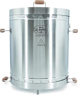 EL BARRIL 60lbs Premium Vertical Grill, Stainless Steel Barrel Charcoal Smoker, Extra Large Outdoor Smoker with Even Heat Distribution