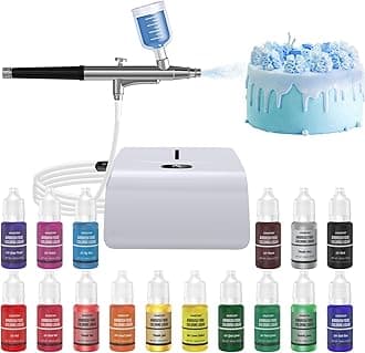 Cake Decorating Airbrush Kit with 16 Vibrant Airbrush Food Colors