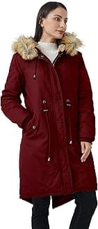 Women's Winter Long Hooded Sherpa Lined Parka Jacket Warm Coat