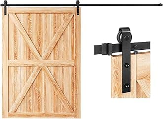 EaseLife 10 FT Sliding Barn Door Hardware Track Kit,Basic J Pulley,Slide Smoothly Quietly,Easy Install (10FT Track Kit for 60" Wide Single Door)