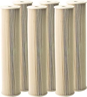 Pentek Pentair ECP5-20BB Big Blue Sediment Water Filter, 20-Inch, Whole House Heavy Duty Pleated Cellulose Polyester Replacement Cartridge, 20" x 4.5", White End-Cap, 5 Micron, Pack of 6