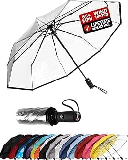 Windproof Travel Umbrellas for Rain - Easy Auto Open Close, Durable & Compact Umbrella, Strong Fiberglass Frame, Waterproof Canopy - Backpack, Purse, Portable Umbrella for Travel