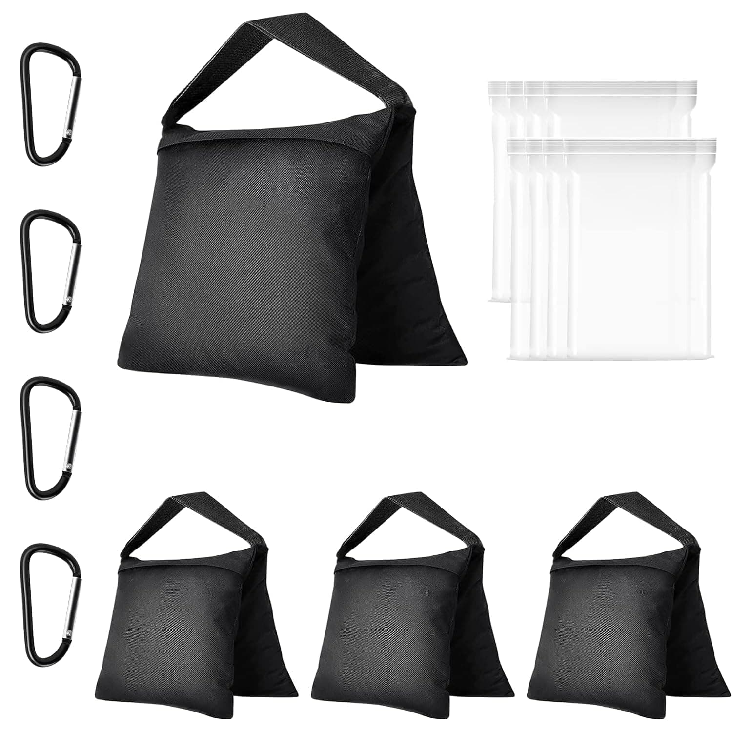 EMART Heavy Duty Sandbag Photo Studio Weight Bag Saddlebag Design for Photography Light Stand Tripod, Outdoor Patio, Sports, Pop up Tent, Umbrella Base, Camping, Fishing Chair -4 Packs Set(Black)