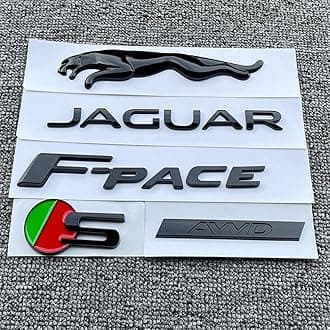 CMAOS 5PC Glossy Black Badge Rear Trunk Emblem Sticker Fits forJaguar F-PACE S AWD Logo (5PC Glossy Black)