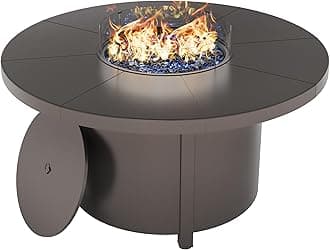 Kullavik 48 Inch Outdoor Propane Fire Pit Table,Outdoor Round Fire Pit Table, Gas Fire Table with Fire Glass, Waterproof Cover and Blue Glass Stone