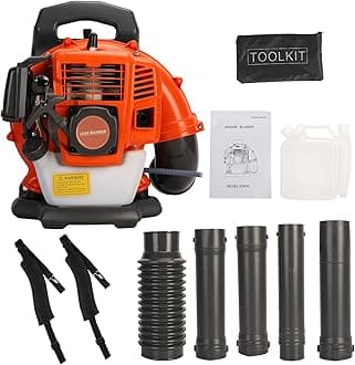 Backpack Leaf Blower, Gas Powered Cordless Snow Blower 52CC 2 Stroke 550CFM Engine Dust Blower Single Cylinder Air Cooled Cleaner Garden Tool for Lawn Yard Blowing Debris (52CC-Orange)