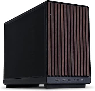 A3 mATX PC Case – Black – Wood Front Panel – SFX/ATX PSU Support – 4 Slot GPU – High Airflow Compact Chassis