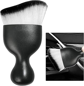 Ziciner Car Detailing Brush, Curved Soft Bristles Auto Removal Dust Collectors, Universal Vehicle Dashboard, Air Conditioner Vents etc Interior Cleaning Tool Accessories (White/Black)