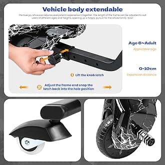 Electric Drift Trike for Kids, Drift Cart with Light, 12V Drifting Tricycle with Light, Kid Ride on Drift Tricycles for Ages 6+, with Adjustable Seat, 9 Miles/h Speed, Adjustable Length