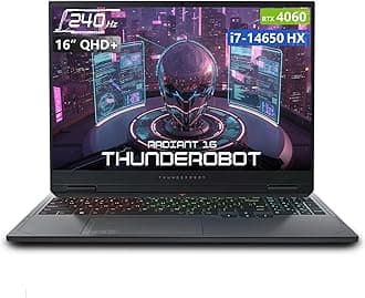 Thunderobot Radiant 16 4060 2.5K Gaming Laptop, 16" WQXGA 240Hz Display, 14th Gen i7-14650HX, GeForce RTX 4060, 32GB DDR5 RAM, 2TB PCIe SSD, RGB Backlit Keyboard, Wi-Fi 6, Win 11, Gray