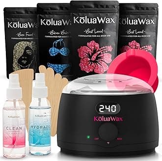 KoluaWax Premium Waxing Kit for Women - Beginner Friendly - Complete Wax Kit that includes 14oz of Wax Beads, Applicator, Pre and Post Care, Suitable for Sensitive Skin (Black)