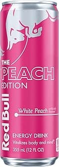 Red Bull Peach Edition Energy Drink, White Peach, 12 fl. oz. can, with 114mg Caffeine, Taurine & B Vitamins